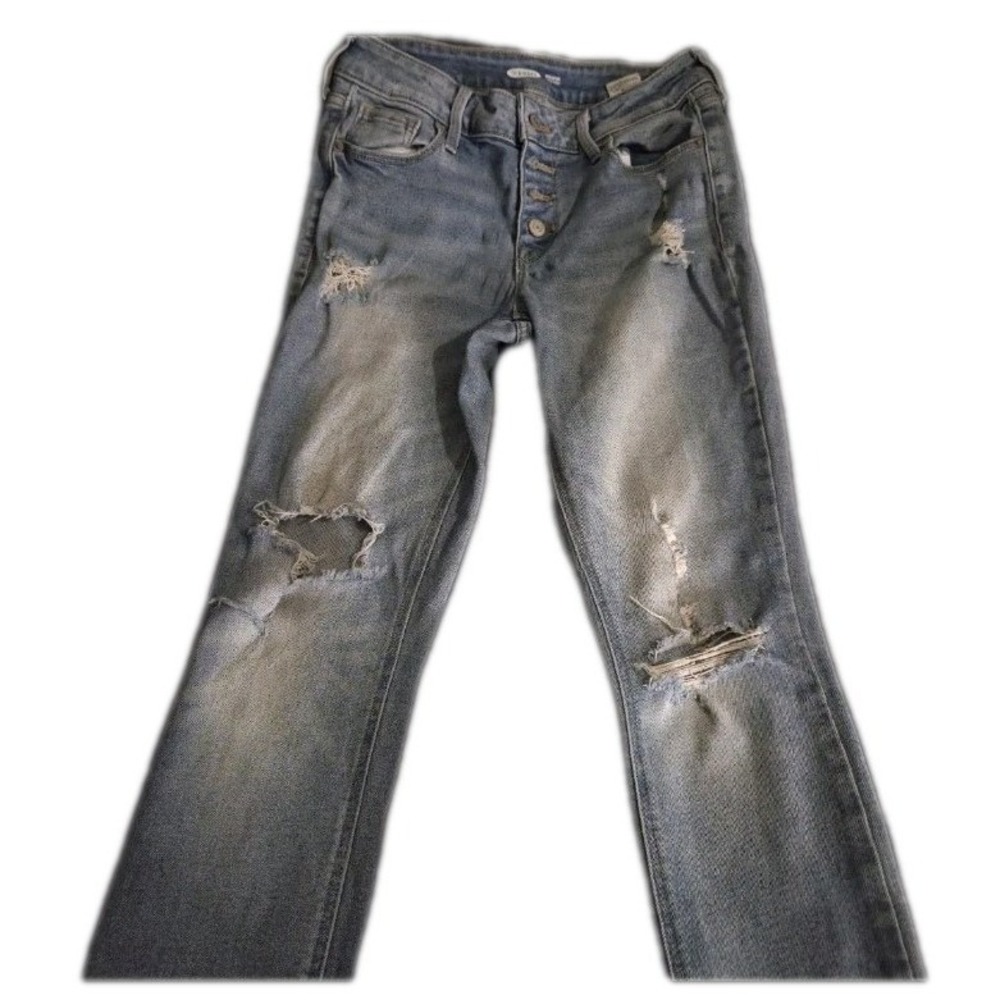 Old Navy Rockstar Super Skinny Jeans Women's Size 2 Light Wash Distressed Button